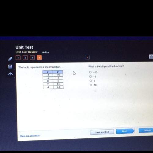 Which table represents a linear function? what is the slope of the function? -10? -5? 5? 10?