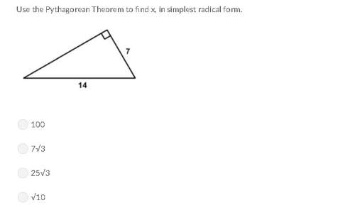 Use the pythagorean theorem to find x, in simplest radical form. !