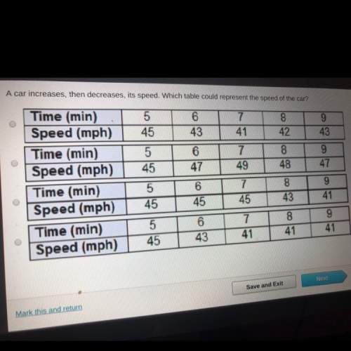 Ineed : a car increases, then decreases, its speed. which table could represent the speed of the c