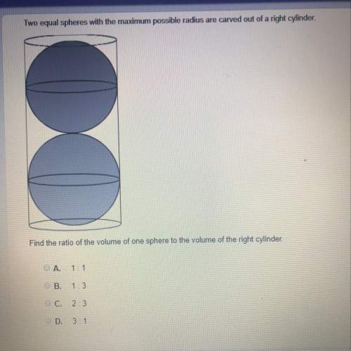 Find the ratio of the volume of one sphere to the volume of the right cylinder