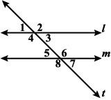 If l is parallel to m, which of the following angles are supplements to 1? a. 2 and 3 b. 2 and 4 c
