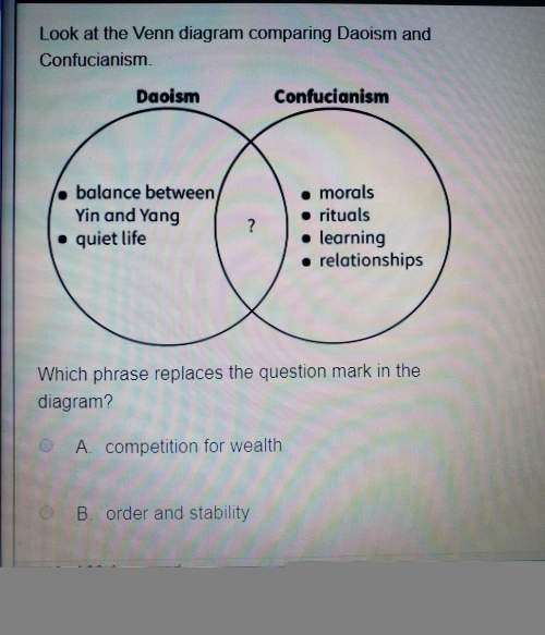 Look at the venn diagram comparing daoism and confucianism.which phrase replaces the question mark i