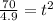 \frac{70}{4.9}= t^{2}