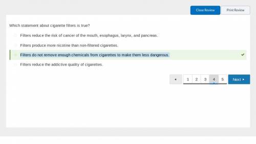 Which is a true statement about cigarette filters?  a. filters reduce the risk of cancer of the mout