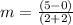 m=\frac{(5-0)}{(2+2)}