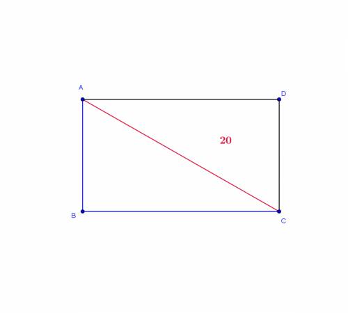 Abcd is a rectangle with ac=20 and ab=2bc. what is the area of rectangle abcd?