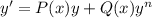 y'=P(x)y+Q(x)y^n