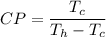 CP=\dfrac{T_c}{T_h-T_c}