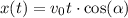 x(t)=v_0t\cdot\cos(\alpha)