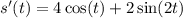 s'(t)=4\cos (t)+2\sin (2t)