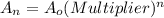 A_{n}= A_{o} (Multiplier)^{n}