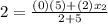 2=\frac{(0)(5)+(2)x_{2}}{2+5}