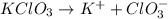 KClO_3\rightarrow K^++ClO_3^-