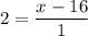 2=\dfrac{x-16}{1}