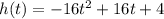 h(t)=-16t^2+16t+4