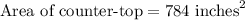 \text{Area of counter-top}=784\text{ inches}^2