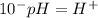 10^-pH=H^+