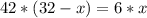 42*(32-x)=6*x