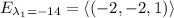 E_{\lambda_{1}=-14}=\langle(-2,-2,1)\rangle