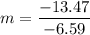 m=\dfrac{-13.47}{-6.59}