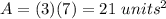 A=(3)(7)=21\ units^2