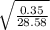 \sqrt{\frac{0.35}{28.58} }