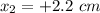 x_{2}=+2.2\ cm