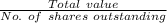 \frac{Total\ value}{No.\ of\ shares\ outstanding}