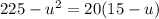 225-u^2=20(15-u)