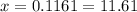 x=0.1161=11.61%