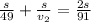 \frac{s}{49}+\frac{s}{v_{2}}=\frac{2s}{91}