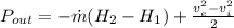 P_{out} = -\dot{m}(H_{2} - H_{1}) + \frac{v_{e}^{2} - v_{i}^{2}}{2}