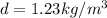 d=1.23kg/m^3