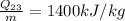 \frac{Q_{23}}{m} = 1400 kJ/kg