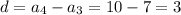 d=a_4-a_3=10-7=3