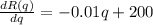 \frac{dR(q)}{dq}=-0.01q+200