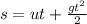 s=ut+\frac{gt^2}{2}