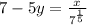 7-5y=\frac{x}{7^\frac{1}{5}}