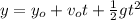 y=y_{o}+v_{o}t+\frac{1}{2}gt^{2}