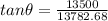 tan\theta =\frac{13500}{13782.68}