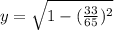 y = \sqrt{1-(\frac{33}{65} )^{2} }