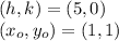 (h,k)=(5,0)\\(x_o,y_o)=(1,1)