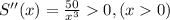 S''(x) = \frac{50}{x^{3}}  0, (x  0)