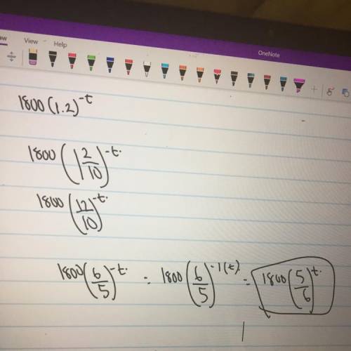 Which is an equivalent form of the expression 1800 (1.2) ^-t