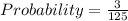 Probability=\frac{3}{125}