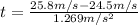 t=\frac{25.8 m/s-24.5 m/s}{1.269 m/s^{2}}