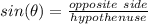 sin(\theta) = \frac{opposite\  side}{hypothenuse}