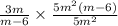 \frac{3m}{m-6}\times \frac{5m^2(m-6)}{5m^2}