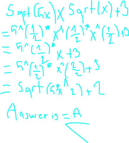 Which choice is equivalent to the quotient shown here for acceptable values of x?  √7x^2 divide √3x