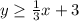 y\geq \frac{1}{3}x+3